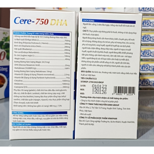 BỖ NÃO CERE - 750 DHA. HỖ TRỢ TĂNG CƯỜNG TUẦN HOÀN MÁU NÃO, GIẢM CÁC TRIỆU CHỨNG CHÓNG MẶT, Ù TAI, NHỨC ĐẦU, MẤT