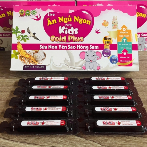 SIRO ĂN NGỦ NGON BABY KIDS GOLD PLUS, HỘP 20 ỐNG. GIÚP TĂNG CƯỜNG SỨC ĐỀ KHÁNG, HỆ TIÊU HÓA CHO TRẺ, KÍCH THÍCH SỰ THÈM ĂN, NGỦ NGON GIẤC