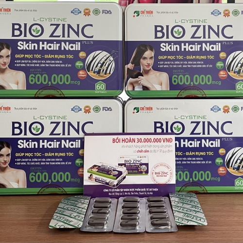 VIÊN UỐNG DƯỠNG TÓC L-CYSTINE BIO ZINC PLUS, HỘP THIẾC 60 VIÊN. GIÚP TÓC BÓNG MƯỢT, HẠN CHÉ GÃY RỤNG, ĐẸP DA, GIẢM SẠM, NÁM DA,..
