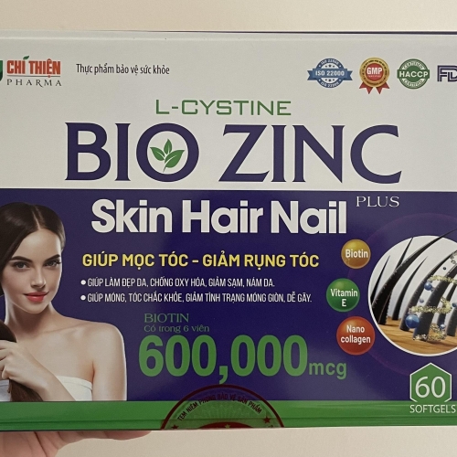VIÊN UỐNG DƯỠNG TÓC L-CYSTINE BIO ZINC PLUS, HỘP THIẾC 60 VIÊN. GIÚP TÓC BÓNG MƯỢT, HẠN CHÉ GÃY RỤNG, ĐẸP DA, GIẢM SẠM, NÁM DA,..