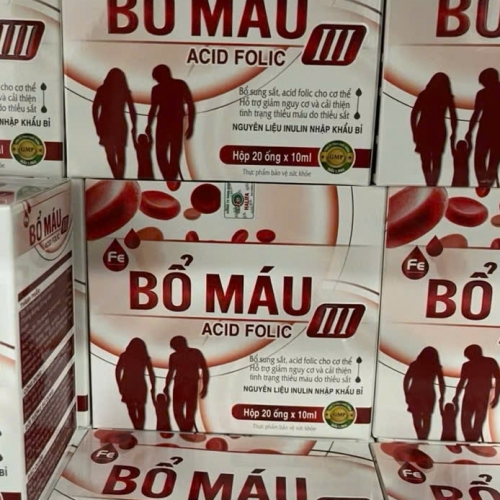 SIRO BỔ MÁU III, HỘP 20 ỐNG. GIÚP BỔ SUNG SẮT. ACID FOLIC GIẢM TÌNH TRẠNG THIẾU MÁU DO THIẾU SẮT,...