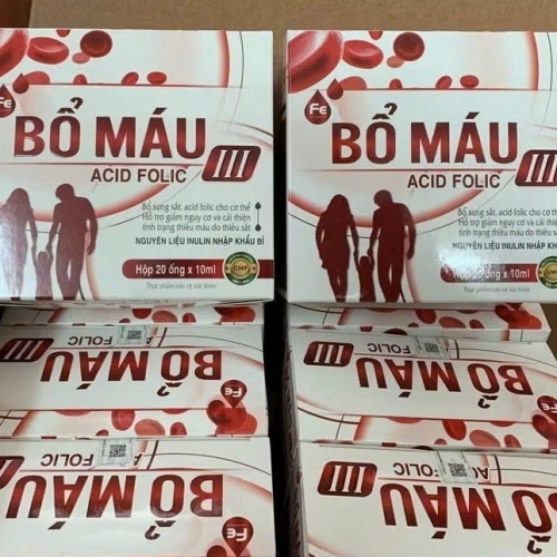 SIRO BỔ MÁU III, HỘP 20 ỐNG. GIÚP BỔ SUNG SẮT. ACID FOLIC GIẢM TÌNH TRẠNG THIẾU MÁU DO THIẾU SẮT,...