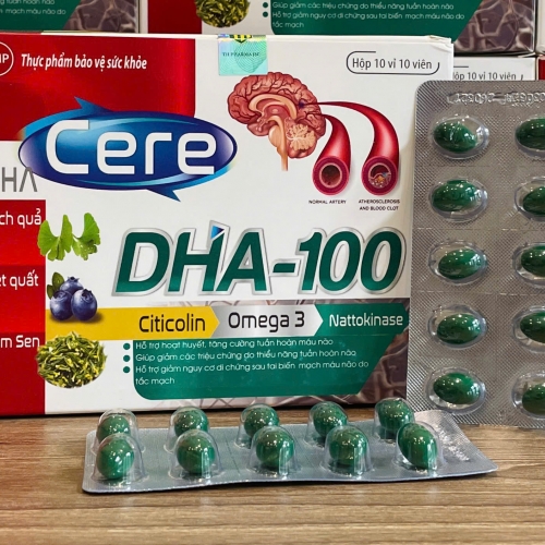 VIÊN UỐNG BỔ NÃO CERE DHA-100. GIÚP GIẢM THIỂU NĂNG TUẦN HOÀN NÃO, DI CHỨNG SAU TAI BIẾN MẠCH MÁU NÃO,...