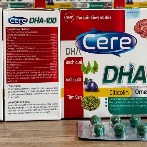 VIÊN UỐNG BỔ NÃO CERE DHA-100. GIÚP GIẢM THIỂU NĂNG TUẦN HOÀN NÃO, DI CHỨNG SAU TAI BIẾN MẠCH MÁU NÃO,...