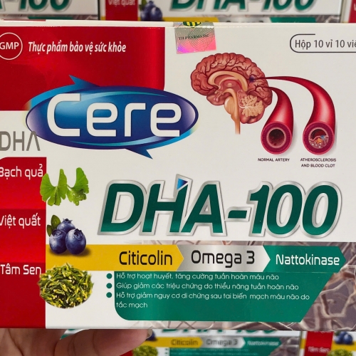 VIÊN UỐNG BỔ NÃO CERE DHA-100. GIÚP GIẢM THIỂU NĂNG TUẦN HOÀN NÃO, DI CHỨNG SAU TAI BIẾN MẠCH MÁU NÃO,...