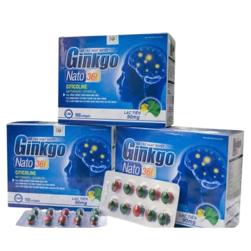 VIÊN UỐNG BỔ NÃO GINKGO NATO 360 XANH DƯƠNG, HỘP 100 VIÊN, GIÚP GIẢM ĐÂU ĐẦU, MẤT NGỦ, GIẢM TRÍ NHỚ,...