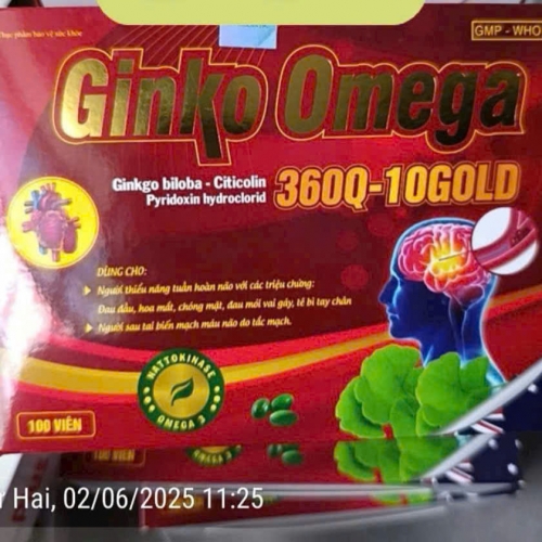 VIÊN UỐNG BỔ NÃO GINKO OMEGA 360Q-10GOLD. GIÚP TĂNG CƯỜNG TUẦN HOÀN MÁU NÀO, NGỪA TAI BIẾN MẠCH MÁU NÃO,...HỘP 100 VIÊN