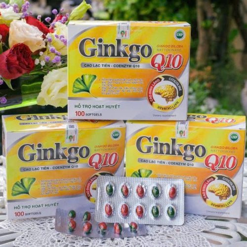 VIÊN UỐNG BỔ NÃO GINKGO BILOBA NATTOKINASE Q10 VÀNG, HỘP 100 VIÊN. GIÚP GIẢM TÊ MỎI VAI GÁY, TĂNG CƯỜNG TUẦN HOÀN MÁU NÃO,..