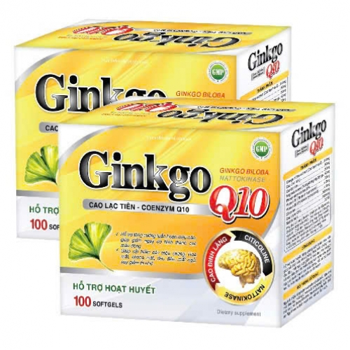 VIÊN UỐNG BỔ NÃO GINKGO BILOBA NATTOKINASE Q10 VÀNG, HỘP 100 VIÊN. GIÚP GIẢM TÊ MỎI VAI GÁY, TĂNG CƯỜNG TUẦN HOÀN MÁU NÃO,..