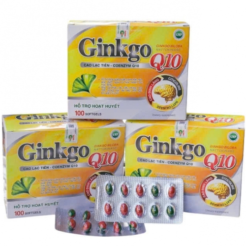 VIÊN UỐNG BỔ NÃO GINKGO BILOBA NATTOKINASE Q10 VÀNG, HỘP 100 VIÊN. GIÚP GIẢM TÊ MỎI VAI GÁY, TĂNG CƯỜNG TUẦN HOÀN MÁU NÃO,..