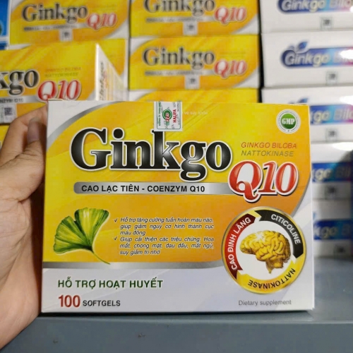 VIÊN UỐNG BỔ NÃO GINKGO BILOBA NATTOKINASE Q10 VÀNG, HỘP 100 VIÊN. GIÚP GIẢM TÊ MỎI VAI GÁY, TĂNG CƯỜNG TUẦN HOÀN MÁU NÃO,..
