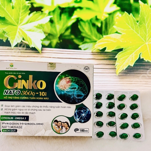 VIÊN UỐNG BỔ NÃO GINKO NATO 360Q-10 GOLD. GIÚP GIẢM ĐAU ĐẦU, HOA MẮT, CHÓNG MẶT, ĐAU MỎI VAI GÁY,...