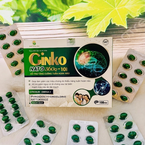 VIÊN UỐNG BỔ NÃO GINKO NATO 360Q-10 GOLD. GIÚP GIẢM ĐAU ĐẦU, HOA MẮT, CHÓNG MẶT, ĐAU MỎI VAI GÁY,...