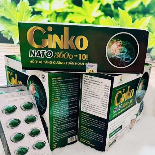 VIÊN UỐNG BỔ NÃO GINKO NATO 360Q-10 GOLD. GIÚP GIẢM ĐAU ĐẦU, HOA MẮT, CHÓNG MẶT, ĐAU MỎI VAI GÁY,...