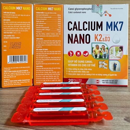 SIRO ỐNG BỔ SUNG CALCIUM MK7 NANO K2&D3. GIÚP GIẢM CÒI XƯƠNG Ở TRẺ VÀ LOÃNG XƯƠNG Ở NGƯỜI LỚN,...
