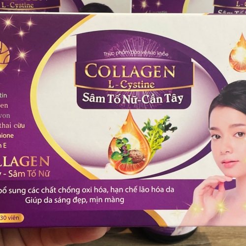 VIÊN UỐNG ĐẸP DA COLLAGEN L-CYSTINE SÂM TỐ NỮ CẦN TÂY. GIÚP DA SÁNG ĐẸP MỊN MÀNG, CHỐNG LÃO HÓA,..