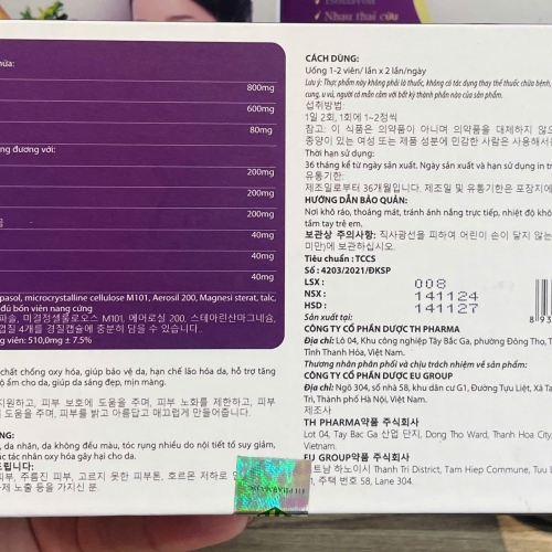 VIÊN UỐNG ĐẸP DA COLLAGEN L-CYSTINE SÂM TỐ NỮ CẦN TÂY. GIÚP DA SÁNG ĐẸP MỊN MÀNG, CHỐNG LÃO HÓA,..