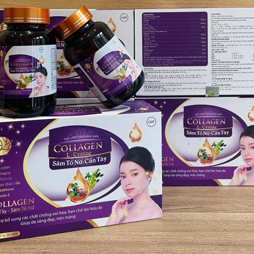 VIÊN UỐNG ĐẸP DA COLLAGEN L-CYSTINE SÂM TỐ NỮ CẦN TÂY. GIÚP DA SÁNG ĐẸP MỊN MÀNG, CHỐNG LÃO HÓA,..