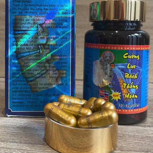 VIÊN UỐNG XƯƠNG KHỚP CƯỜNG LỰC BÁCH THỐNG HOÀN. GIÚP GIẢM TRIỆU CHỨNG VIÊM KHỚP, ĐAU NHỨC THẦN KINH, GAI CỘT SỐNG,... LỌ 30 VIÊN. HÀNG CHÍNH HÃNG LOẠI 1, TẶNG CAO DÁN,