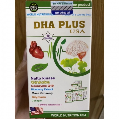 VIÊN UỐNG BỔ NÃO DHA PLUS USA.HỘP 60 VIÊN. GIÚP LƯU THÔNG MÁU, GIẢM CHÓNG MẶT, Ù TAI, MẤT TRÍ NHỚ,..