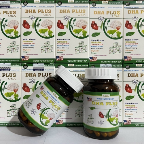 VIÊN UỐNG BỔ NÃO DHA PLUS USA.HỘP 60 VIÊN. GIÚP LƯU THÔNG MÁU, GIẢM CHÓNG MẶT, Ù TAI, MẤT TRÍ NHỚ,..
