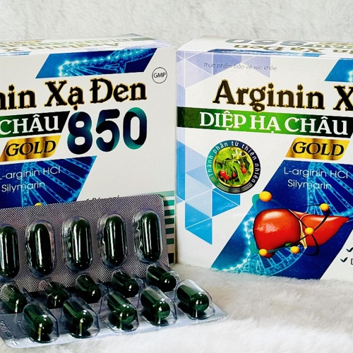VIÊN UỐNG BỔ GAN ARGININ XẠ ĐEN DIỆP HẠ CHÂU GOLD 850. HỘP 60 VIÊN. GIÚP GIẢI ĐỘC, THANH MÁT GAN,...