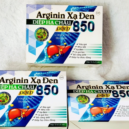 VIÊN UỐNG BỔ GAN ARGININ XẠ ĐEN DIỆP HẠ CHÂU GOLD 850. HỘP 60 VIÊN. GIÚP GIẢI ĐỘC, THANH MÁT GAN,...