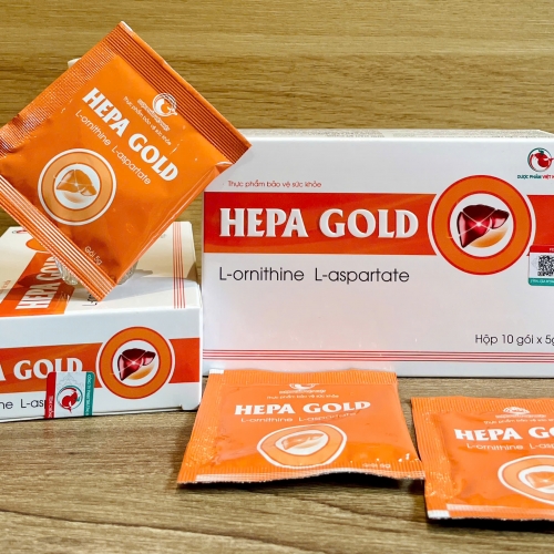 BỔ GAN HEPA GOLD L-ORNITHINE L-ASPARTATE, HỘP 10 GÓI. GIÚP MÁT GAN, TĂNG CƯỜNG CHỨC NĂNG GAN,..
