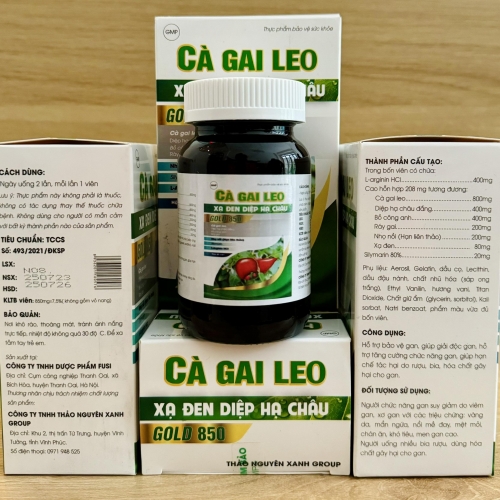 VIÊN UỐNG BỔ GAN CÀ GAI LEO XẠ ĐEN DIỆP HẠ CHÂU GOLD 850, LỌ 60 VIÊN. GIÚP GIẢI ĐỘC, MÁT GAN, VÀNG DA, MẨN NGỨA, MỀ ĐAY,...DO GAN YẾU