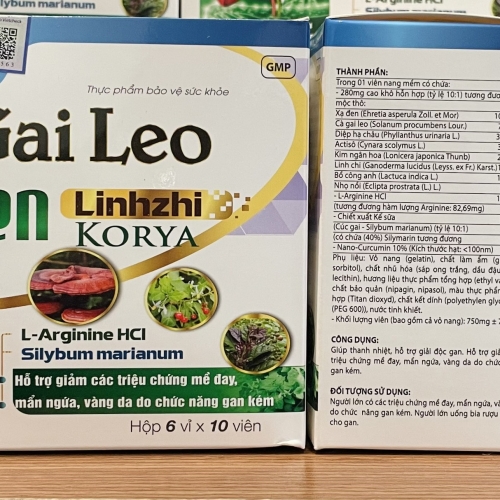 VIÊN UỐNG BỔ GAN CÀ GAI LEO XẠ ĐEN LINHZHI KORYA, HỘP 60 VIÊN. GIÚP THANH NHIỆT CƠ THỂ, GIẢM NGỨA, VÀNG DA DO GAN KÉM