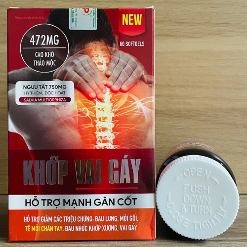 VIÊN UỐNG KHỚP VAI GÁY, LỌ 60 VIÊN. GIÚP GIẢM THOÁI HÓA ĐỐT SỐNG CỔ, ĐAU MỎI XƯƠNG KHỚP,...