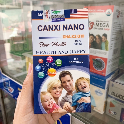 VIÊN UỐNG BỔ SUNG CANXI NANO DHA, K2, Q10, HỘP 100 VIÊN. GIÚP PHÒNG CHỐNG CÒI XƯƠNG VÀ LOÃNG XƯƠNG, BỔ XUNG CANXI CHO PHỤ NỮ MANG THAI
