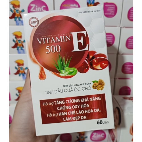 VITAMIN E 500. HỖ TRỢ HẠN CHẾ LÃO HÓA DA, LÀM ĐẸP DA