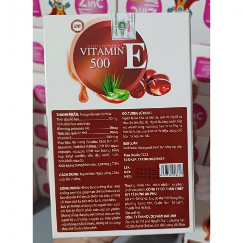 VITAMIN E 500. HỖ TRỢ HẠN CHẾ LÃO HÓA DA, LÀM ĐẸP DA