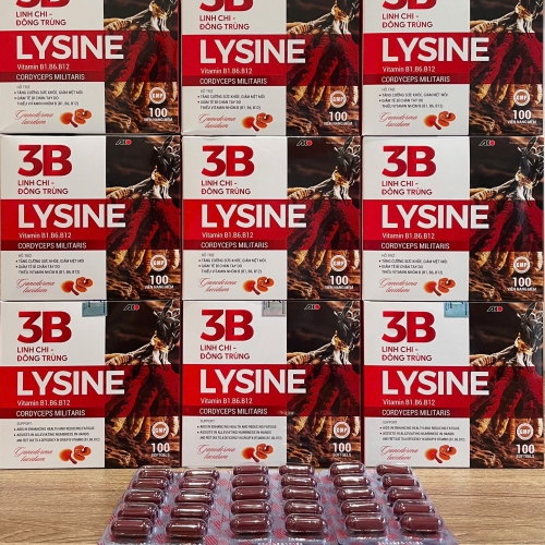 VIÊN UỐNG BỔ SUNG VITAMIN 3B LINH CHI ĐÔNG TRÙNG LYSINE HỘP 100v. GIÚP GIẢM CĂNG THẲNG MỆT MỎI, TÊ BÌ CHÂN TAY,...