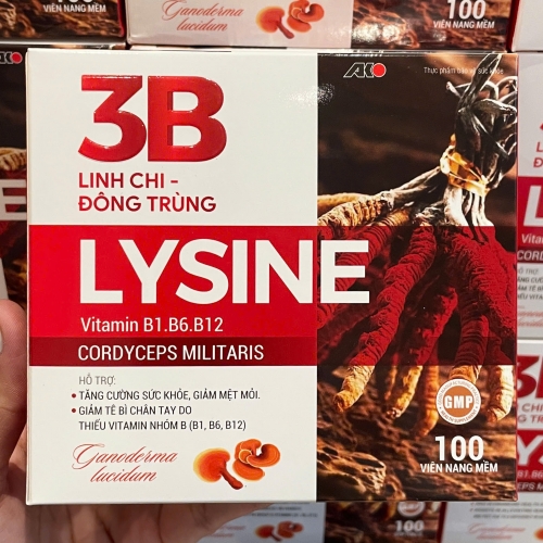 VIÊN UỐNG BỔ SUNG VITAMIN 3B LINH CHI ĐÔNG TRÙNG LYSINE HỘP 100v. GIÚP GIẢM CĂNG THẲNG MỆT MỎI, TÊ BÌ CHÂN TAY,...