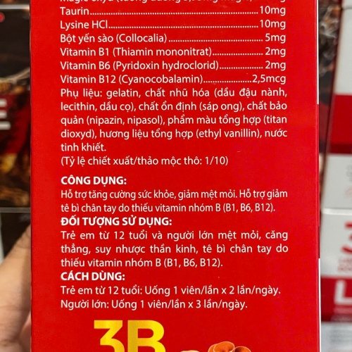 VIÊN UỐNG BỔ SUNG VITAMIN 3B LINH CHI ĐÔNG TRÙNG LYSINE HỘP 100v. GIÚP GIẢM CĂNG THẲNG MỆT MỎI, TÊ BÌ CHÂN TAY,...