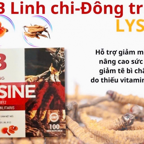VIÊN UỐNG BỔ SUNG VITAMIN 3B LINH CHI ĐÔNG TRÙNG LYSINE HỘP 100v. GIÚP GIẢM CĂNG THẲNG MỆT MỎI, TÊ BÌ CHÂN TAY,...