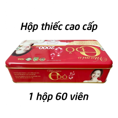 VIÊN UỐNG ĐẸP DA VITAMIN E ĐỎ 2000IU, HỘP THIẾC 60 VIÊN. GIÚP DA CĂNG MỊN, GIẢM NÁM, KHÔ DA,...