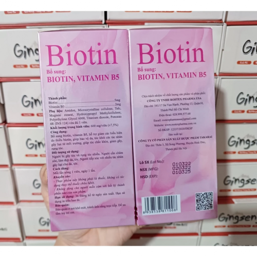 VIÊN UỐNG DƯỠNG TÓC BIOTIN. BỔ SUNG BIOTIN, VITAMIN B5, HỖ TRỢ GIÚP BẢO VỆ DA TÓC, GIÚP TÓC CHẮC KHỎE, GIẢM GÃY RỤNG