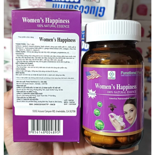 VIÊN UỐNG ĐẸP DA WOMEN'S HAPPINESS, GIÚP TĂNG CƯỜNG CHỨC NĂNG SINH LÝ NỮ, GIÚP ĐẸP DA, CHỐNG LÃO HÓA