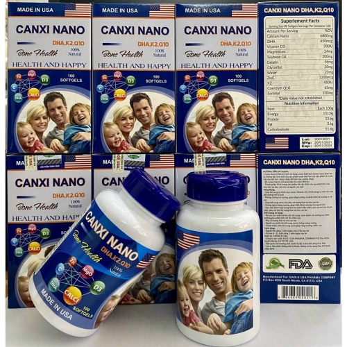 CANXI NANO DHA, K2, Q10, HỖ TRỢ PHÒNG CHỐNG CÒI XƯƠNG, BỔ XUNG CANXI CHO PHỤ NỮ MANG THAI