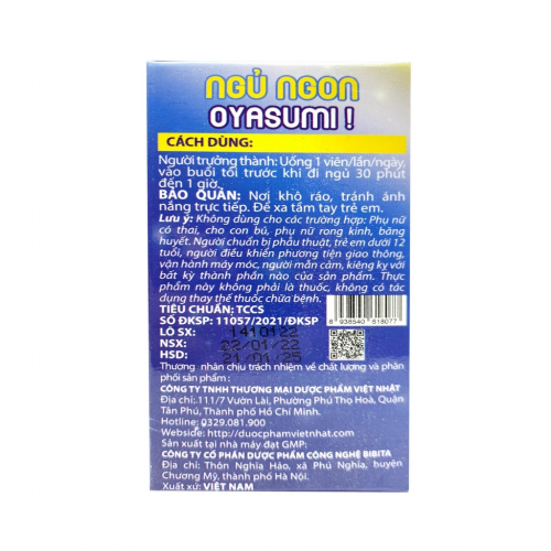 VIÊN UỐNG NGỦ NGON OYASUMI. HỖ TRỢ AN THẦN, GIÚP DỄ NGỦ, NGỦ NGON GIẤC