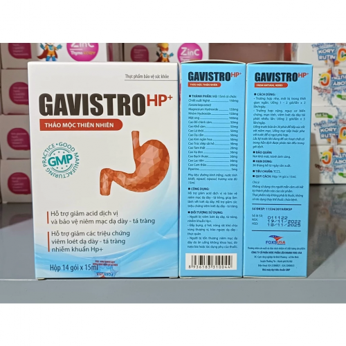 DẠ DÀY GAVISTRO HP+ GIÚP GIẢM CÁC TRIỆU CHỨNG VIÊM LOÉT DẠ DAY-TÁ TRÀNG, NHIỄM KHUẨN HP +