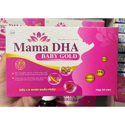 VIÊN UỐNG BỔ BẦU MAMA DHA BABY GOLD - HỘP GỖ 1 LỌ X 30 VIÊN. BỔ SUNG DHA, VITAMIN VÀ KHOÁNG CHẤT, TĂNG CƯỜNG SỨC KHOẺ