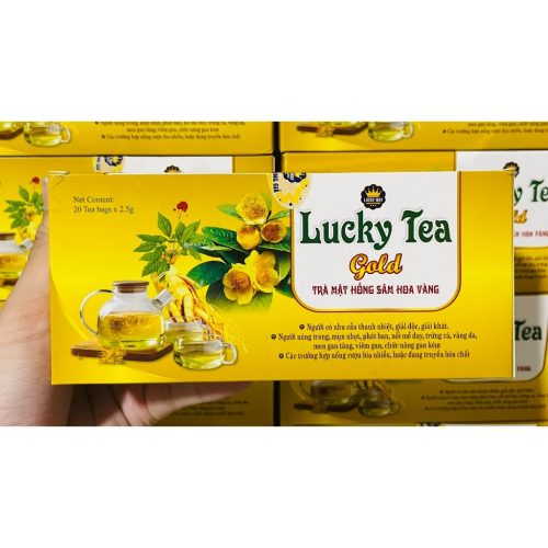 TRÀ MẬT HỒNG SÂM HOA VÀNG LUCKY TEA GOLD. GIÚP THANH NHIỆT, GIẢI ĐỘC, GIẢI KHÁT, NÓNG TRONG NGƯỜI, CHỨC NĂNG GAN KÉM,...