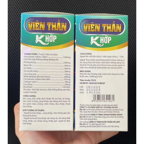 VIÊN THẦN KHỚP. BỔ SUNG CHẤT NHÀY DỊCH KHỚP, GIÚP VẬN ĐỘNG LINH HOẠT, GIẢM VIÊM KHỚP, THOÁI HÓA KHỚP