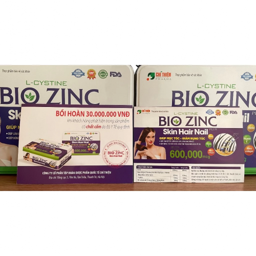 VIÊN UỐNG L-CYSTINE BIO ZINC PLUS. GIÚP MỌC TÓC, ĐẸP DA, GIẢM SẠM, NÁM DA. HỘP THIẾC 60 VIÊN