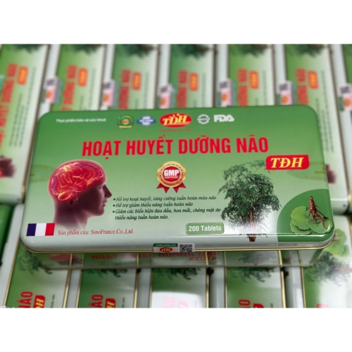 VIÊN UỐNG HOẠT HUYẾT DƯỠNG NÃO. GIÚP TĂNG CƯỜNG TUẦN HOÀN MÁU NÃO, GIẢM ĐAU ĐẦU, HOA MẮT, CHÓNG MẶT,... HỘP THIẾC 200V