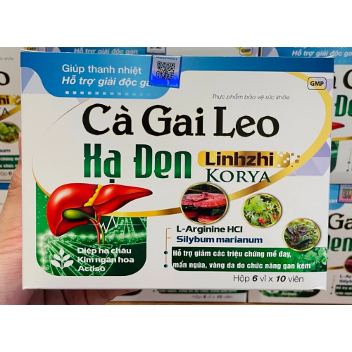 VIÊN UỐNG BỔ GAN CÀ GAI LEO XẠ ĐEN LINHZHI KORYA. GIÚP THANH NHIỆT CƠ THỂ, GIẢM NGỨA, VÀNG DA DO GAN KÉM